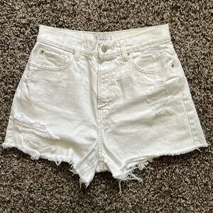 BDG White A-line Denim Distressed Shorts, Size 30, Casual Jean Shorts, Cotton